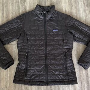 Patagonia Nano Puff Jacket Womens Medium Black Puffer Coat Great Condition